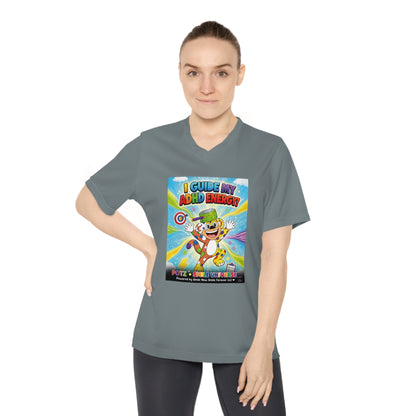 Potz™ Women's Performance V-Neck T-Shirt – "I Guide My ADHD Energy!" Graphic Tee | Smile Universe Collection