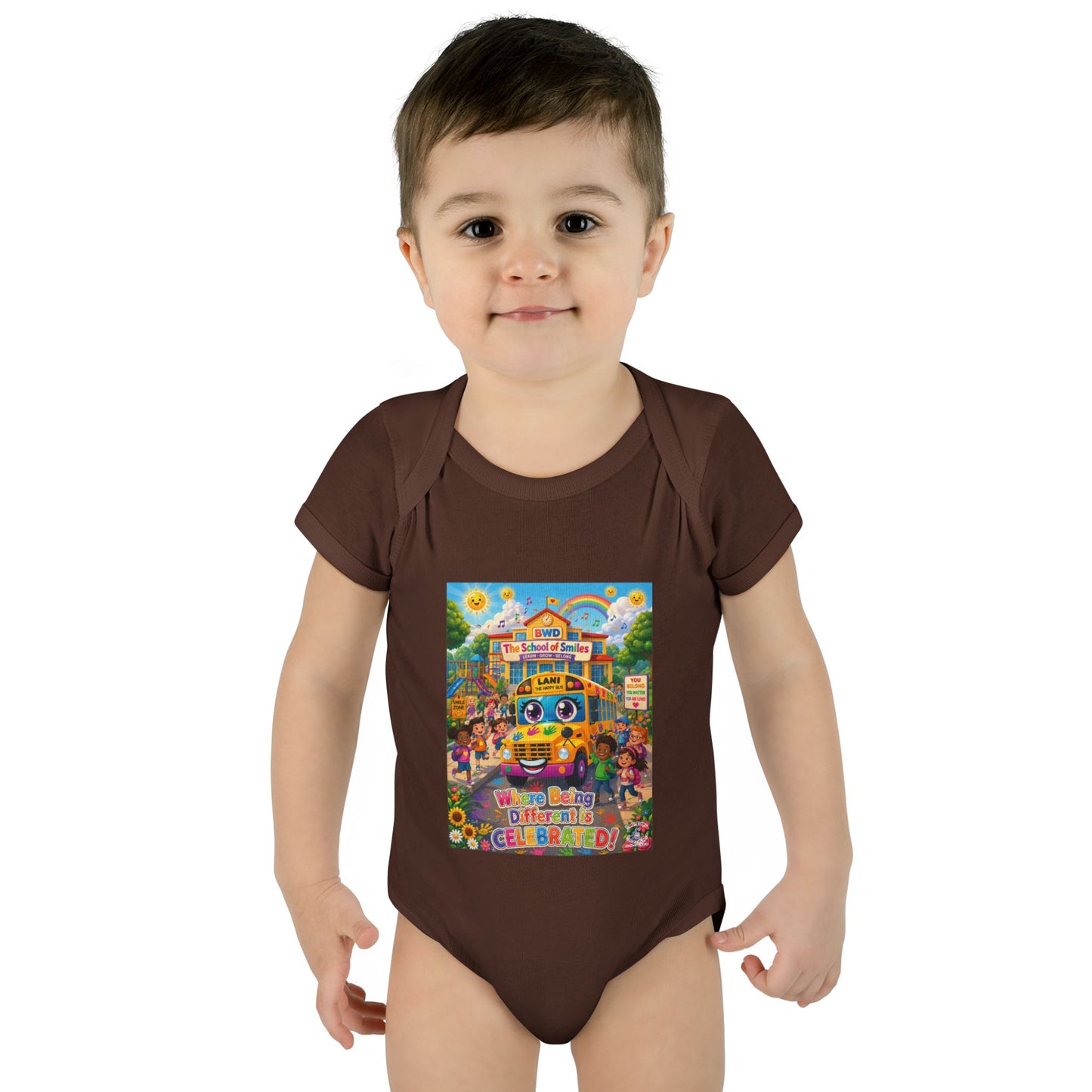 Lani™ Infant Baby Rib Bodysuit – "Where Being Different is CELEBRATED!" Graphic