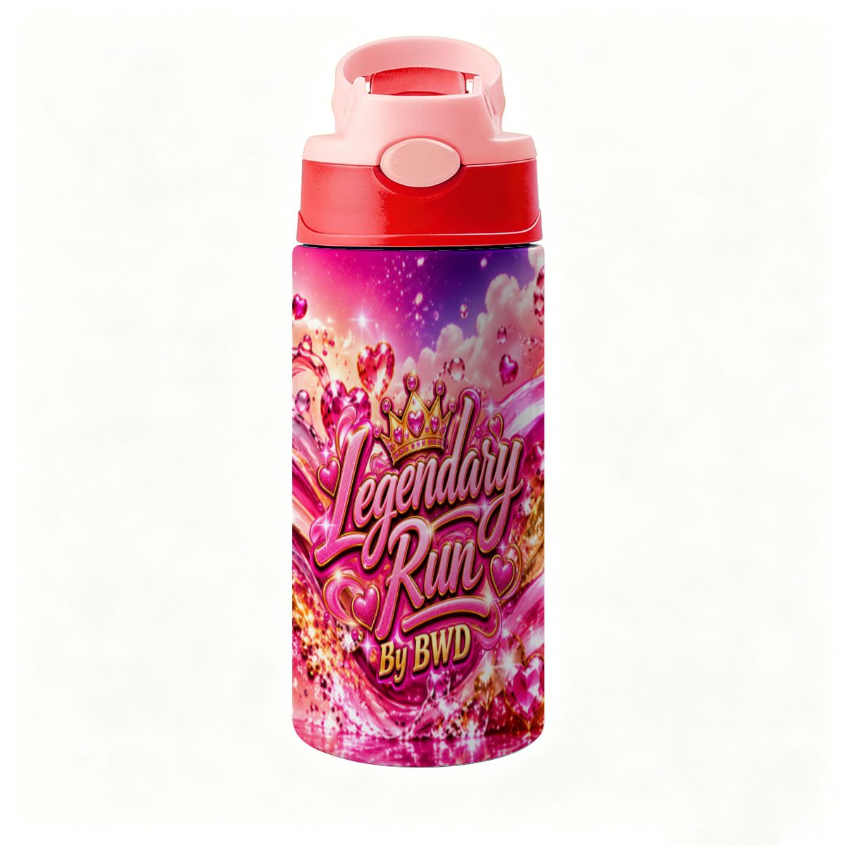 Legendary Run Water Bottle - Pink Heart Edition