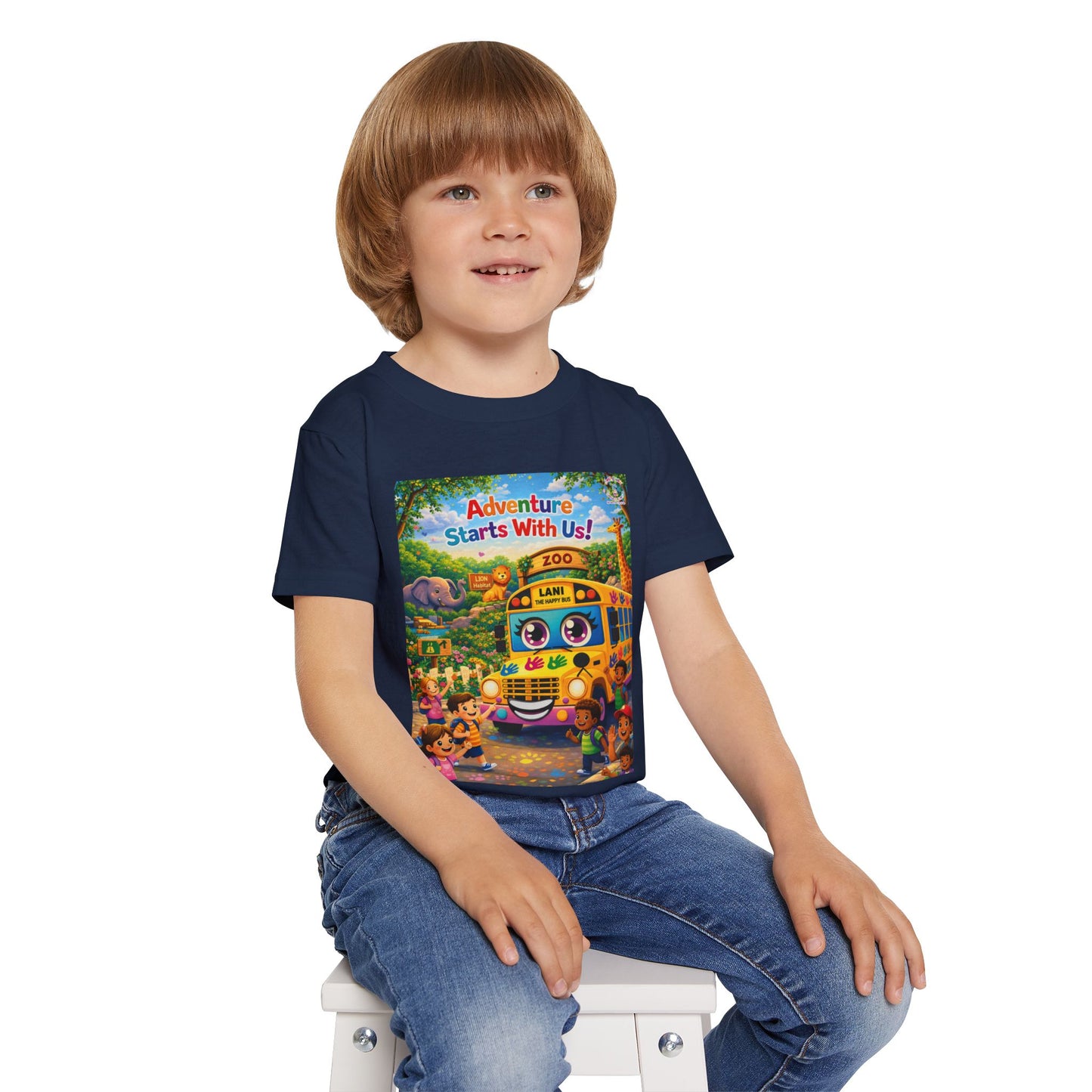 Lani™ Heavy Cotton™ Toddler T-Shirt – "Adventure Starts With Us!" Graphic