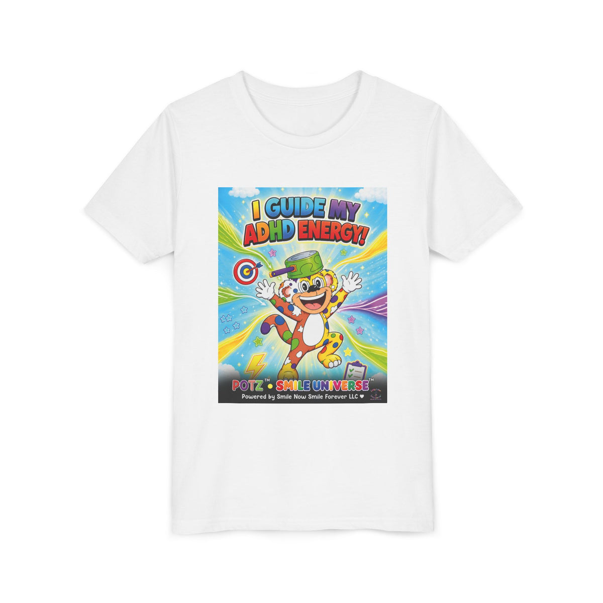 Potz™ Youth Short Sleeve Tee – "I Guide My ADHD Energy!" Graphic Tee | Smile Universe Collection