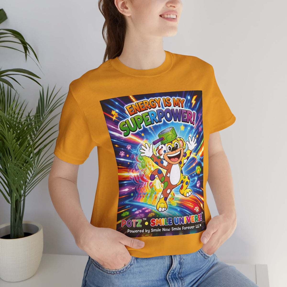 Potz™ Unisex Jersey Short Sleeve Tee – "Energy is My Superpower!" Graphic Tee | Smile Universe Collection