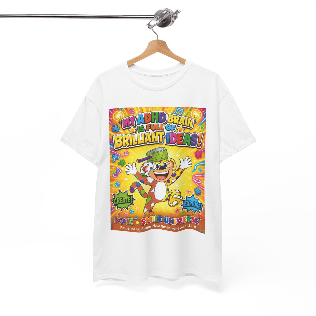 Potz™ Unisex Heavy Cotton™ Tee – "My ADHD Brain is Full of Brilliant Ideas!" Graphic Tee | Smile Universe Collection