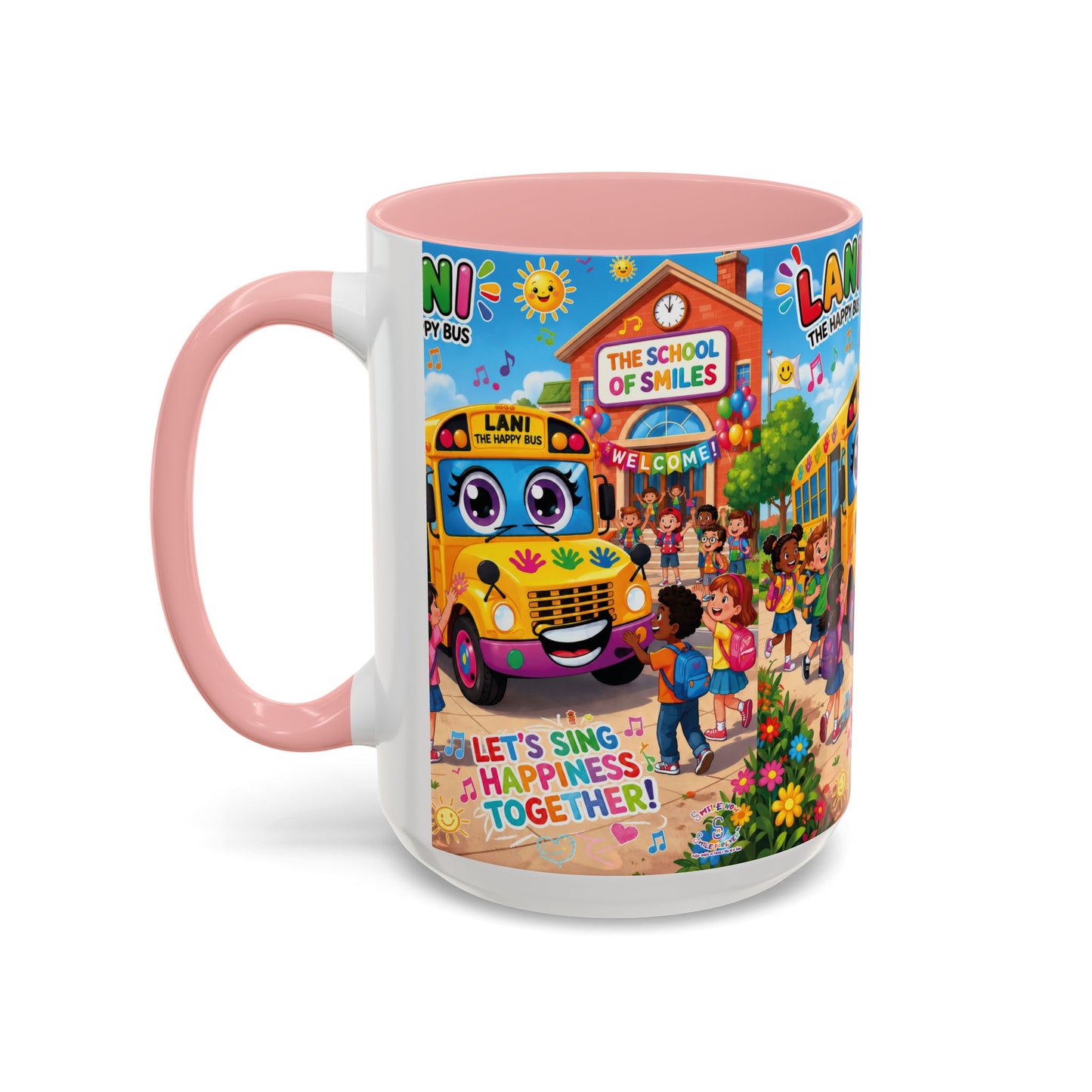 Lani™ Accent Coffee Mug (11oz & 15oz) – "Let's Sing Happiness Together!" Graphic