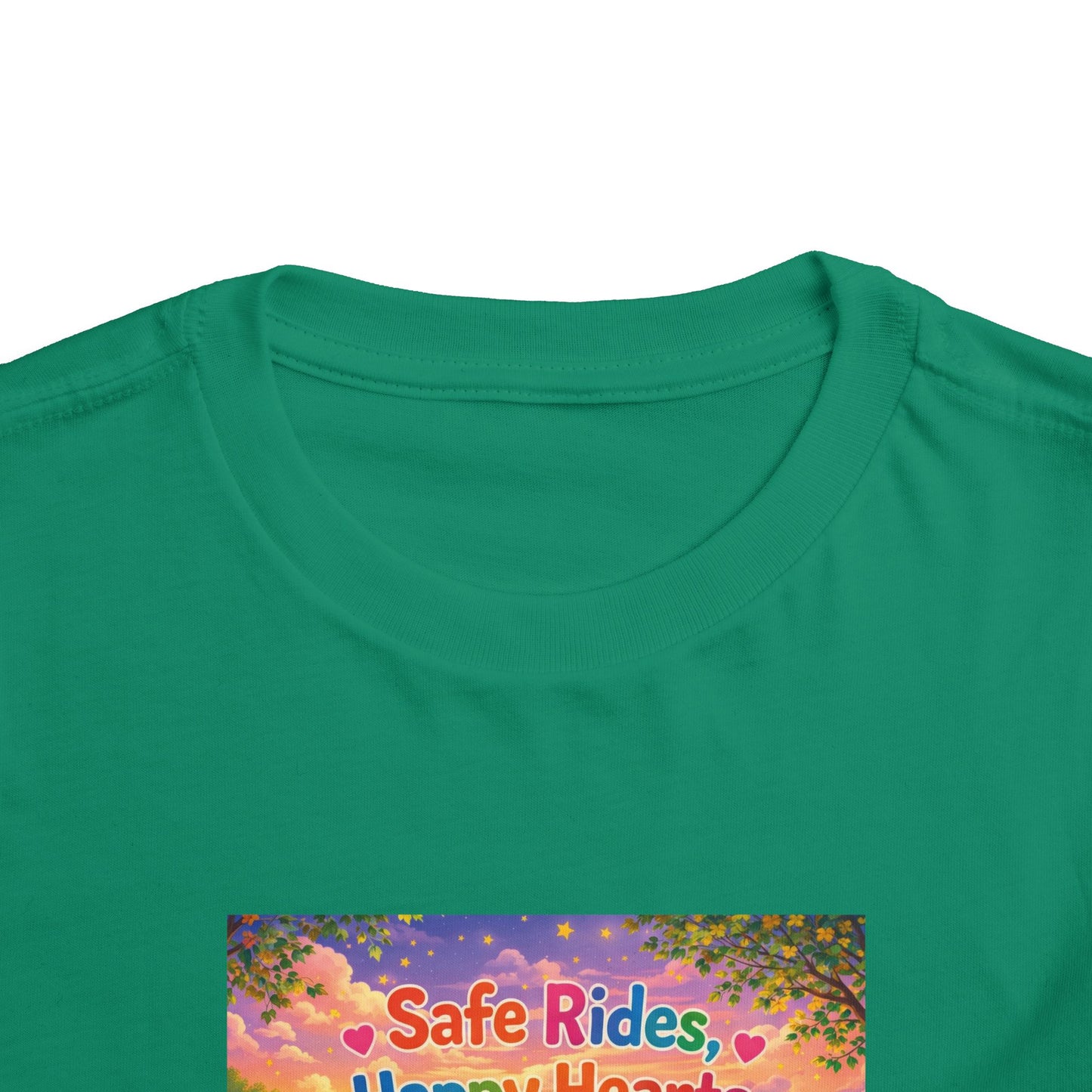 Lani™ Toddler Short Sleeve Tee – "Safe Rides, Happy Hearts" Graphic