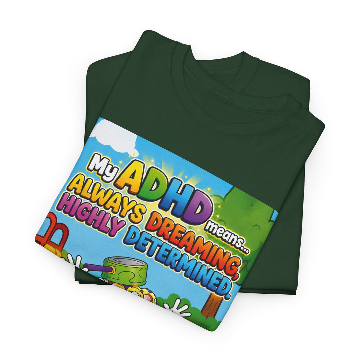 Potz™ Unisex Heavy Cotton™ Tee – "My ADHD Means Always Dreaming, Highly Determined" Graphic Tee | Smile Universe Collection