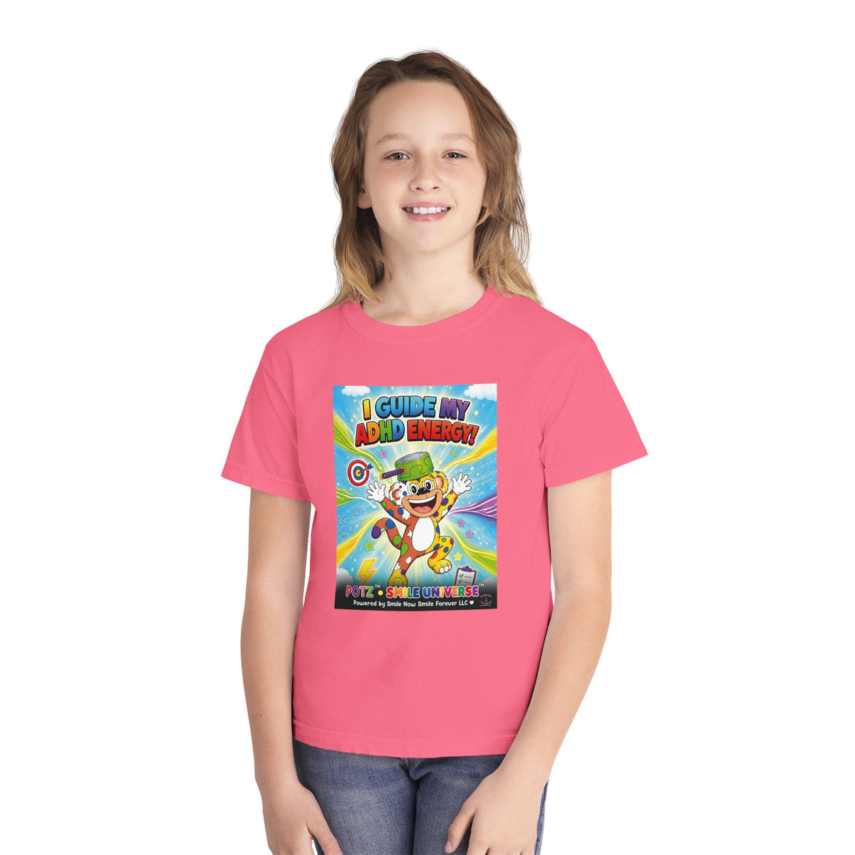 Potz™ Youth Midweight Tee – "I Guide My ADHD Energy!" Graphic Tee | Smile Universe Collection