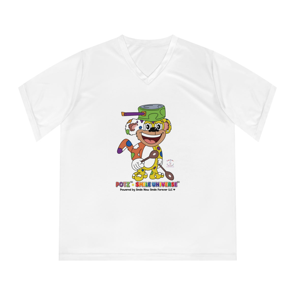 Potz™ Women's Performance V-Neck T-Shirt – Playful Graphic Tee | Smile Universe Collection