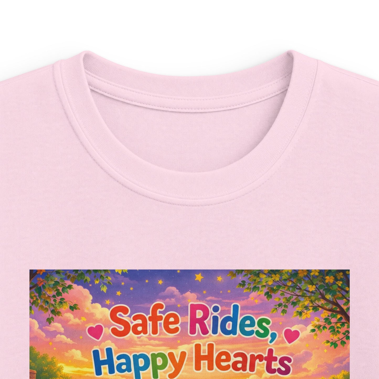 Lani™ Kids Softstyle Tee – "Safe Rides, Happy Hearts" Graphic
