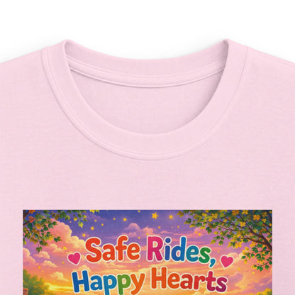 Lani™ Kids Softstyle Tee – "Safe Rides, Happy Hearts" Graphic