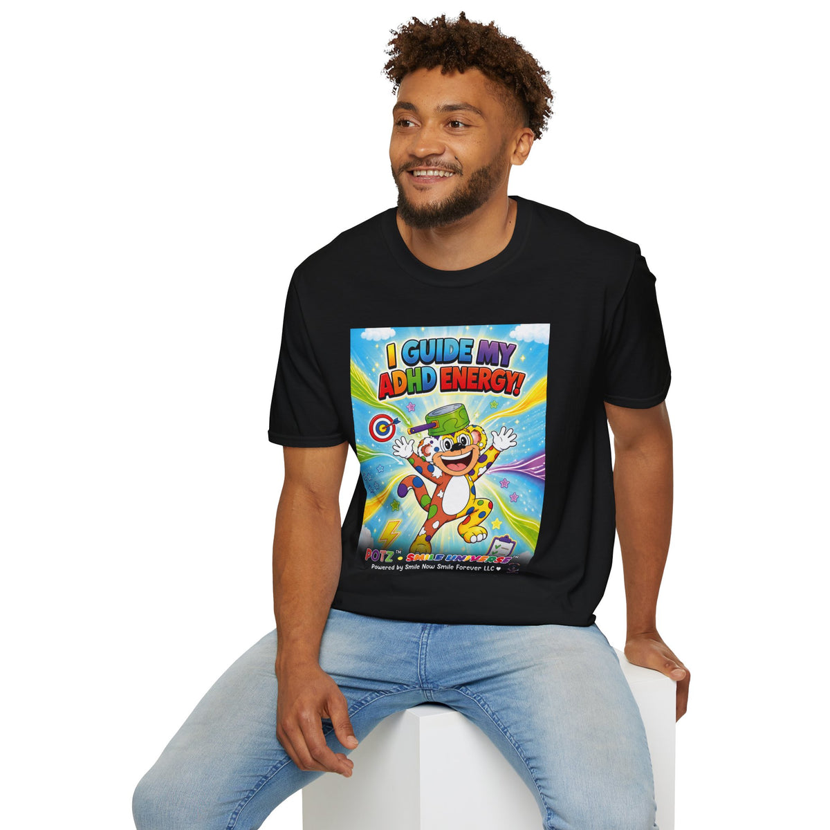Potz™ Unisex Softstyle T-Shirt – "I Guide My ADHD Energy!" Graphic Tee | Smile Universe Collection