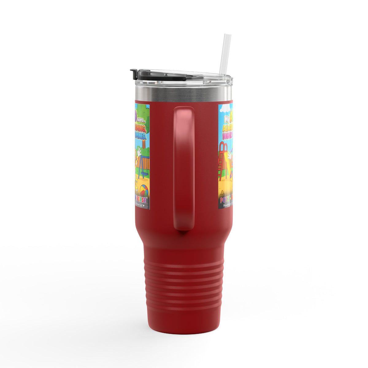 Potz™ Insulated Travel Mug 40oz – "My ADHD Means Always Dreaming, Highly Determined" Graphic Tumbler | Smile Universe Collection