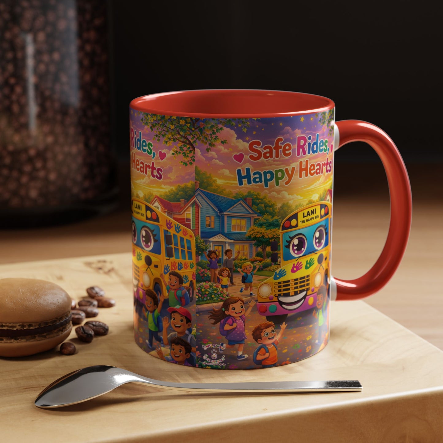 Lani™ Accent Coffee Mug (11oz & 15oz) – "Safe Rides, Happy Hearts" Graphic