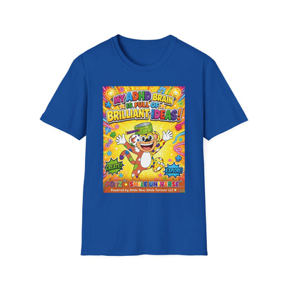 Potz™ Unisex Softstyle T-Shirt – "My ADHD Brain is Full of Brilliant Ideas!" Graphic Tee | Smile Universe Collection