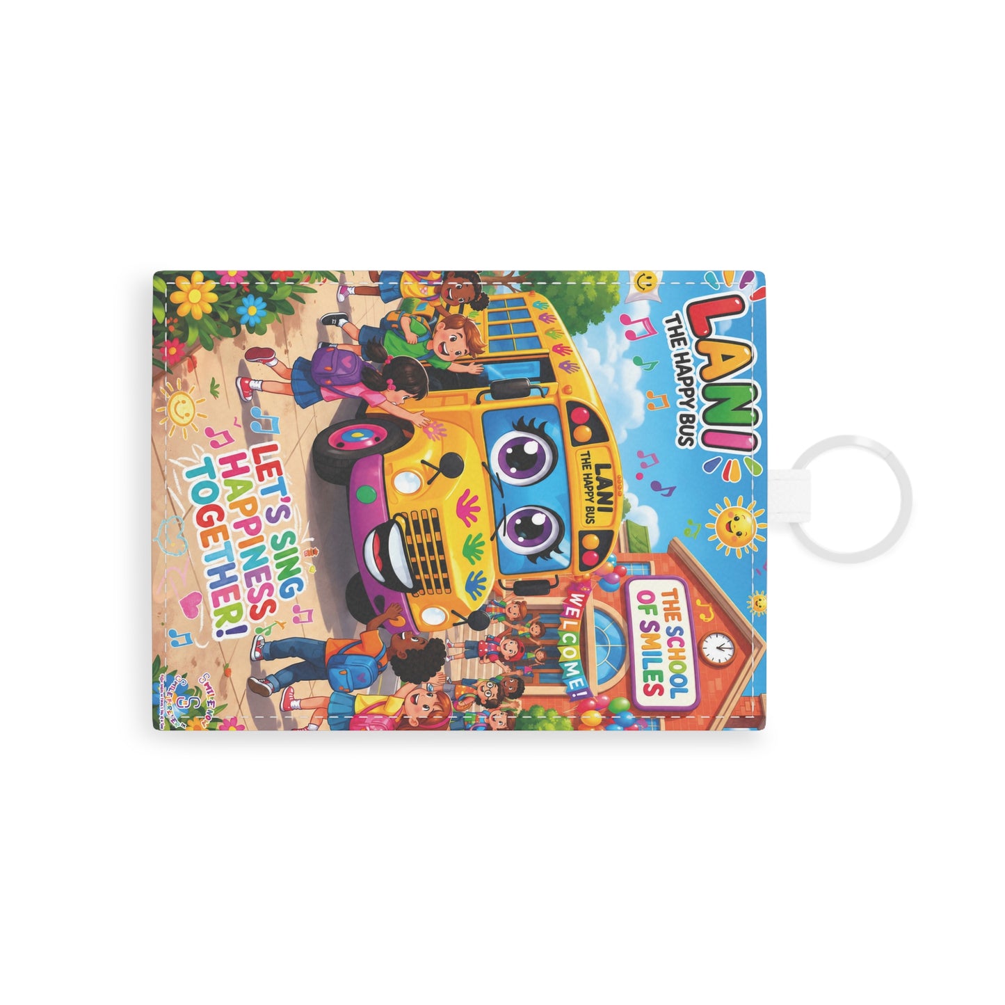 Lani™ Saffiano Leather Card Holder – "Let's Sing Happiness Together!" Graphic