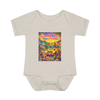 Lani™ Infant Baby Rib Bodysuit – "Safe Rides, Happy Hearts" Graphic