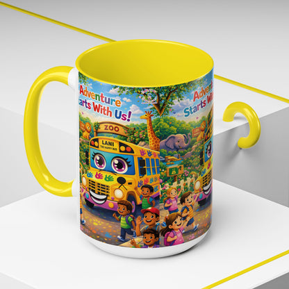 Lani™ Accent Coffee Mug (11oz & 15oz) – "Adventure Starts With Us!" Graphic