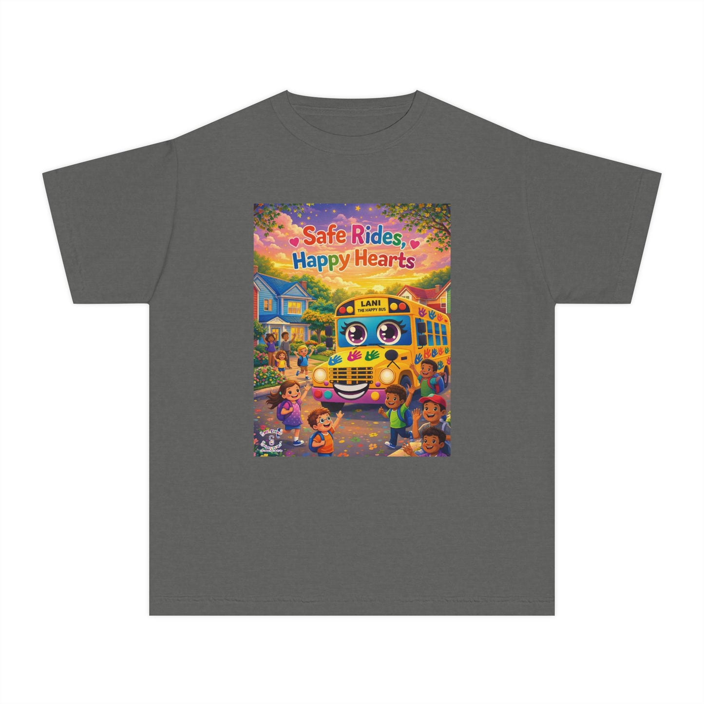Lani™ Youth Midweight Tee – "Safe Rides, Happy Hearts" Graphic
