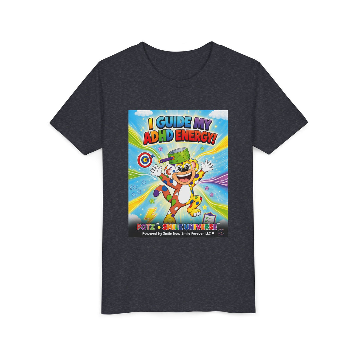 Potz™ Youth Short Sleeve Tee – "I Guide My ADHD Energy!" Graphic Tee | Smile Universe Collection