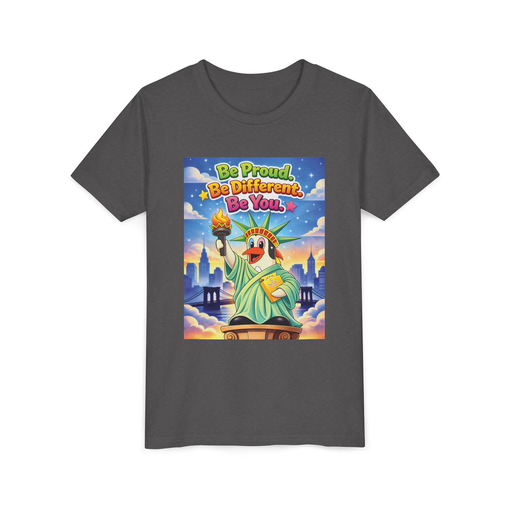TuBz™M "Be Proud. Be Different. Be You." Kids T-Shirt - Inspirational Graphic Tee