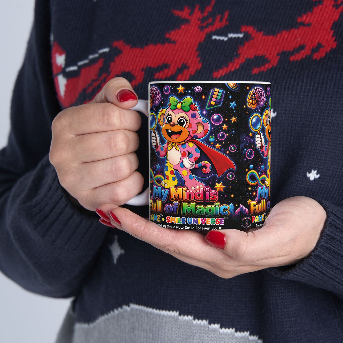 Panz™ Ceramic Mug (11oz & 15oz) – "My Mind is Full of Magic" Graphic | Smile Universe Collection