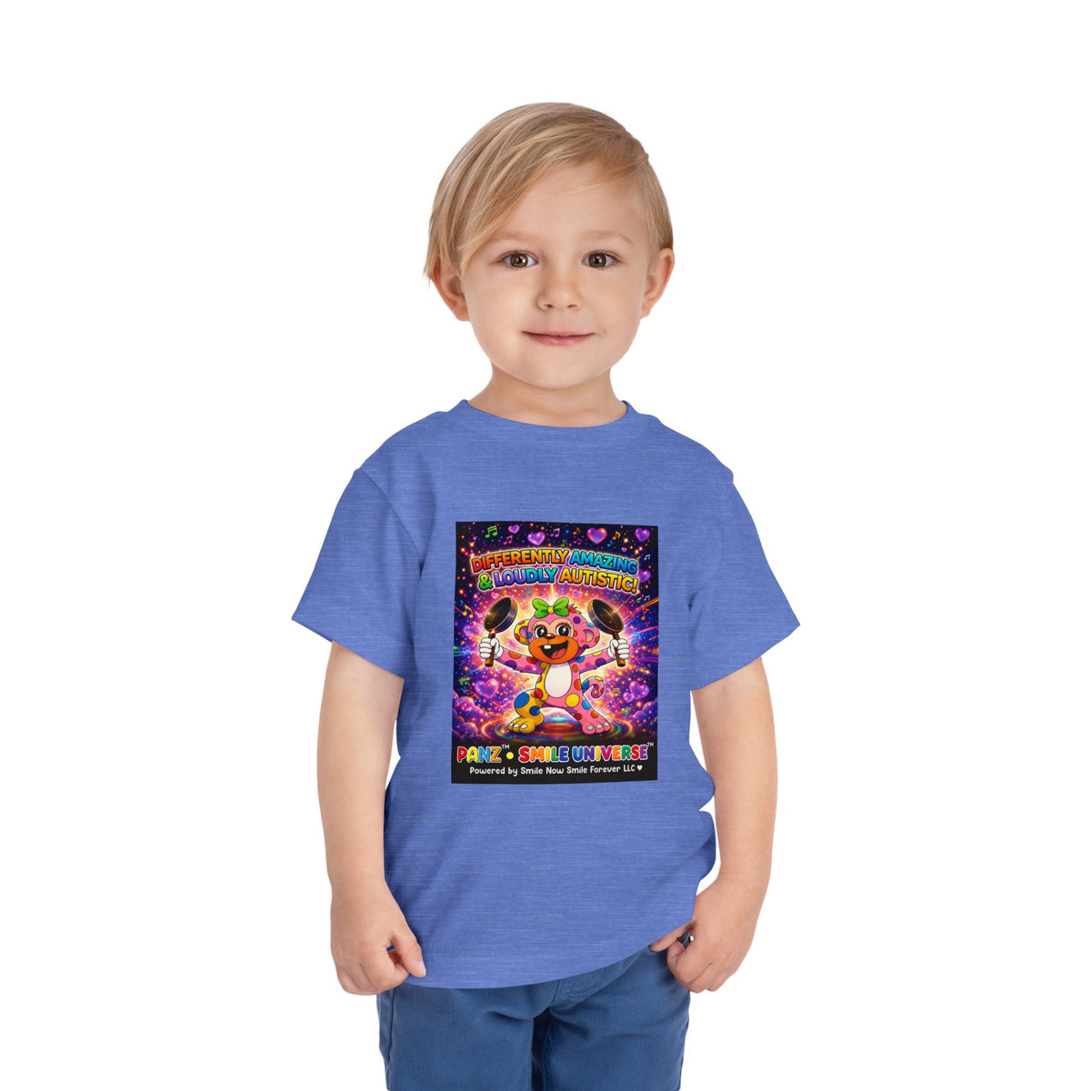 Panz™ Toddler Short Sleeve Tee – "Differently Amazing & Loudly Autistic!" Graphic | Smile Universe Collection