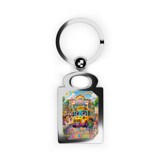 Lani™ Rectangle Photo Keyring – "Where Being Different is CELEBRATED!" Graphic