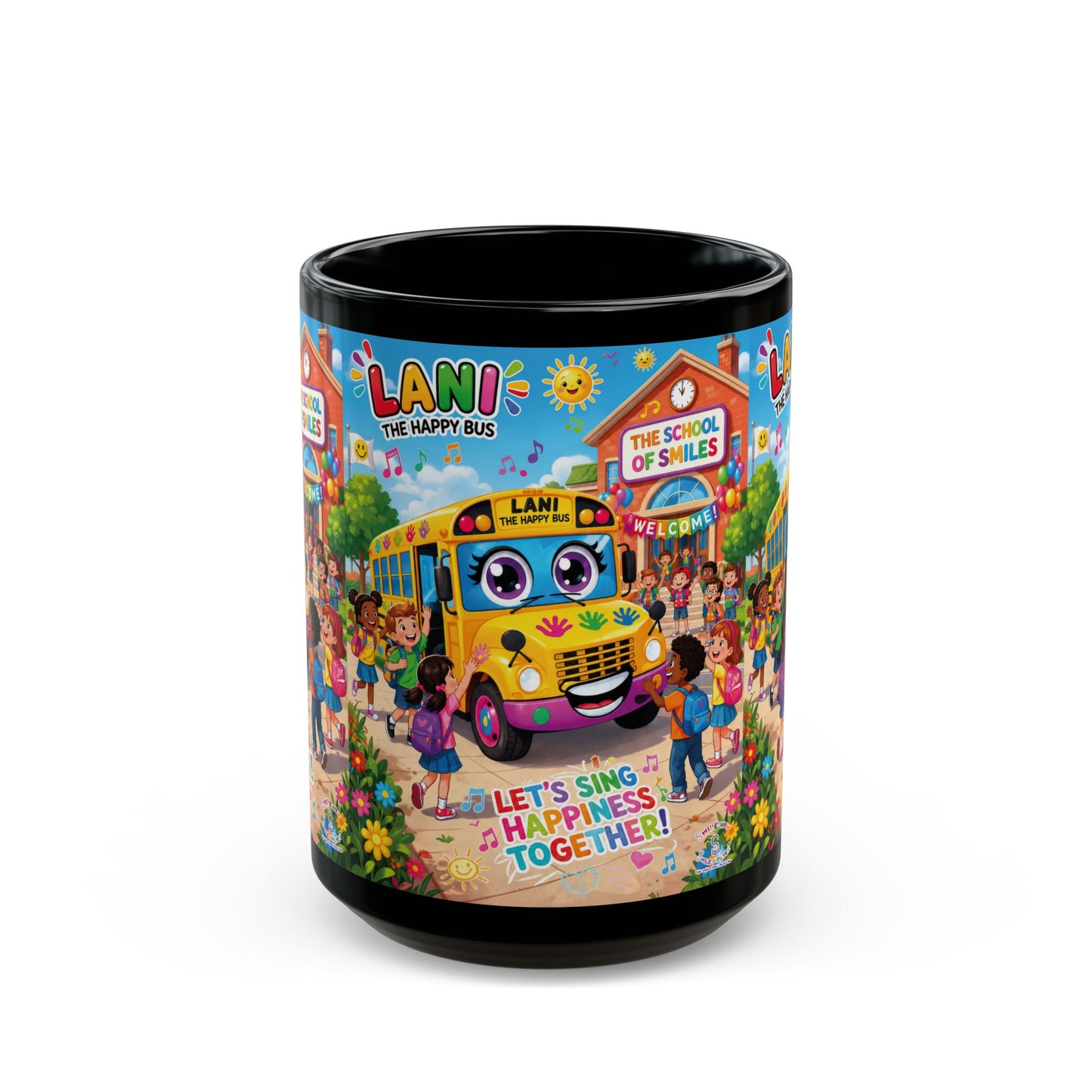 Lani™ Black Mug (11oz & 15oz) – "Let's Sing Happiness Together!" Graphic