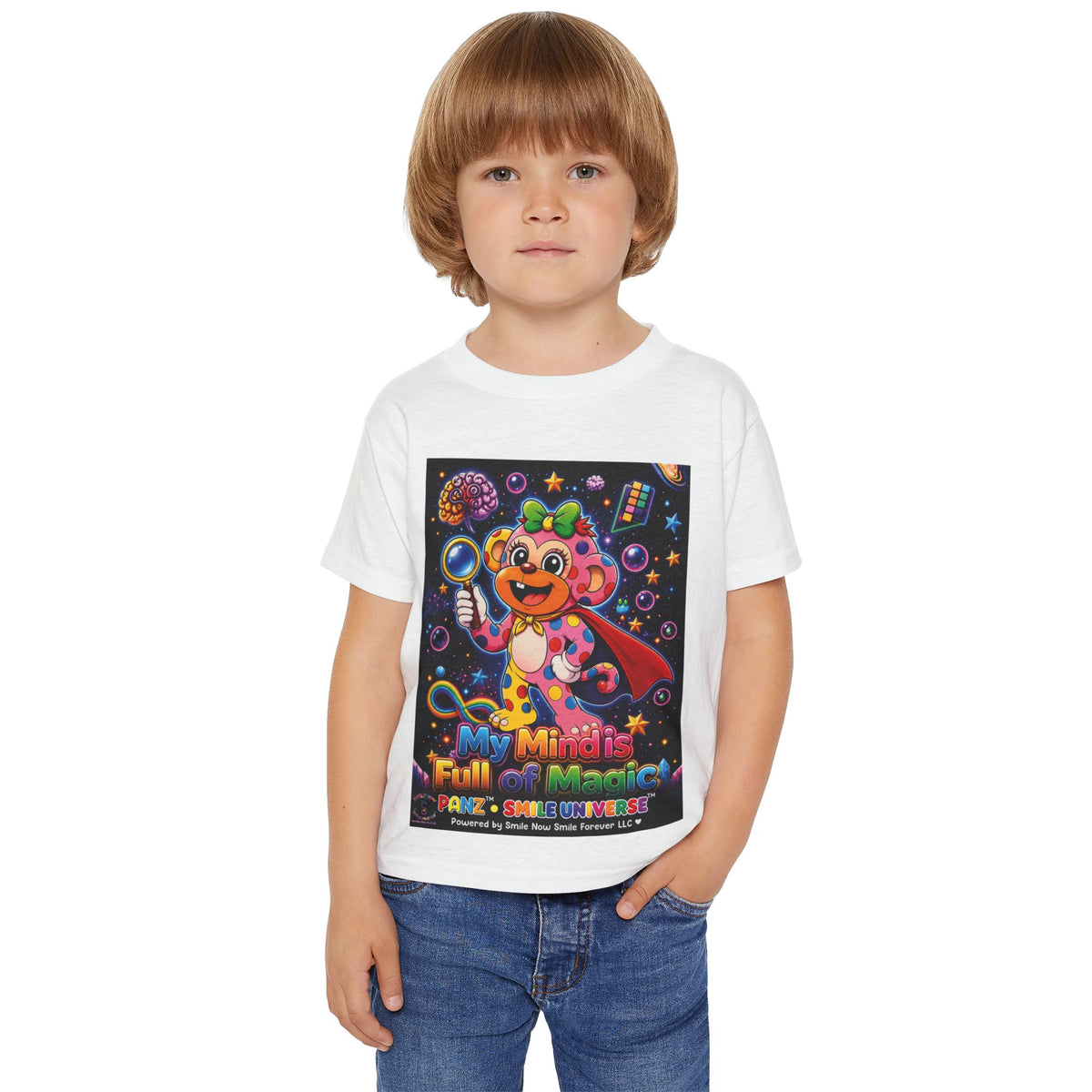 Panz™ Heavy Cotton™ Toddler T-Shirt – "My Mind is Full of Magic" Graphic | Smile Universe Collection