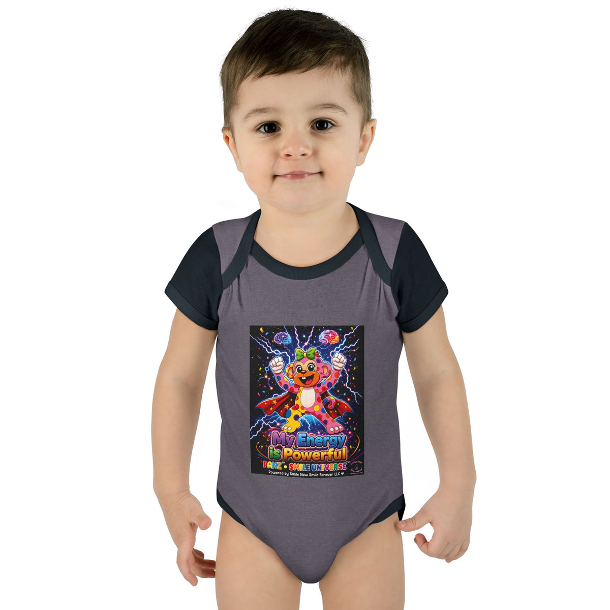 Panz™ Infant Baby Rib Bodysuit – "My Energy is Powerful" Graphic Onesie | Smile Universe Collection