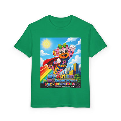 Panz™ Youth DryBlend® T-Shirt – "My Autism is My Superpower" Graphic | Smile Universe Collection