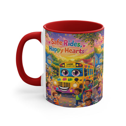 Lani™ Accent Mug – "Safe Rides, Happy Hearts" Graphic