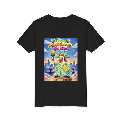 TuBz™M "Be Proud. Be Different. Be You." Kids T-Shirt - Inspirational Graphic Tee