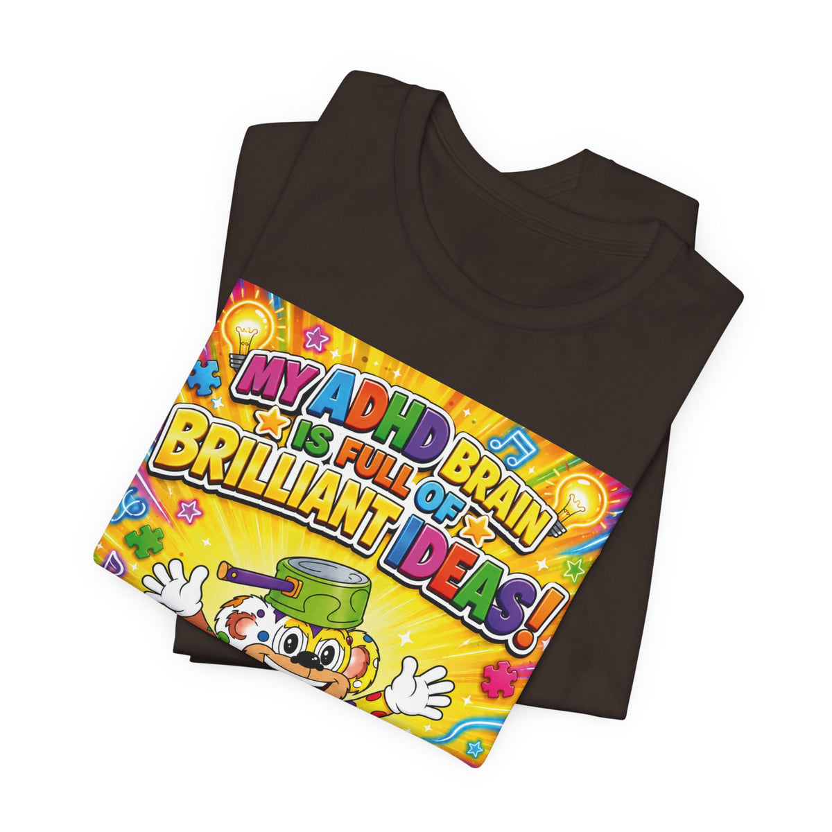 Potz™ Unisex Jersey Short Sleeve Tee – "My ADHD Brain is Full of Brilliant Ideas!" Graphic Tee | Smile Universe Collection