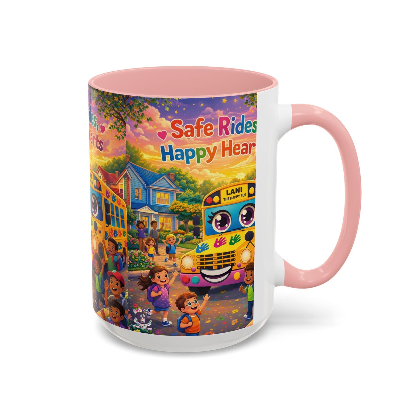 Lani™ Accent Coffee Mug (11oz & 15oz) – "Safe Rides, Happy Hearts" Graphic