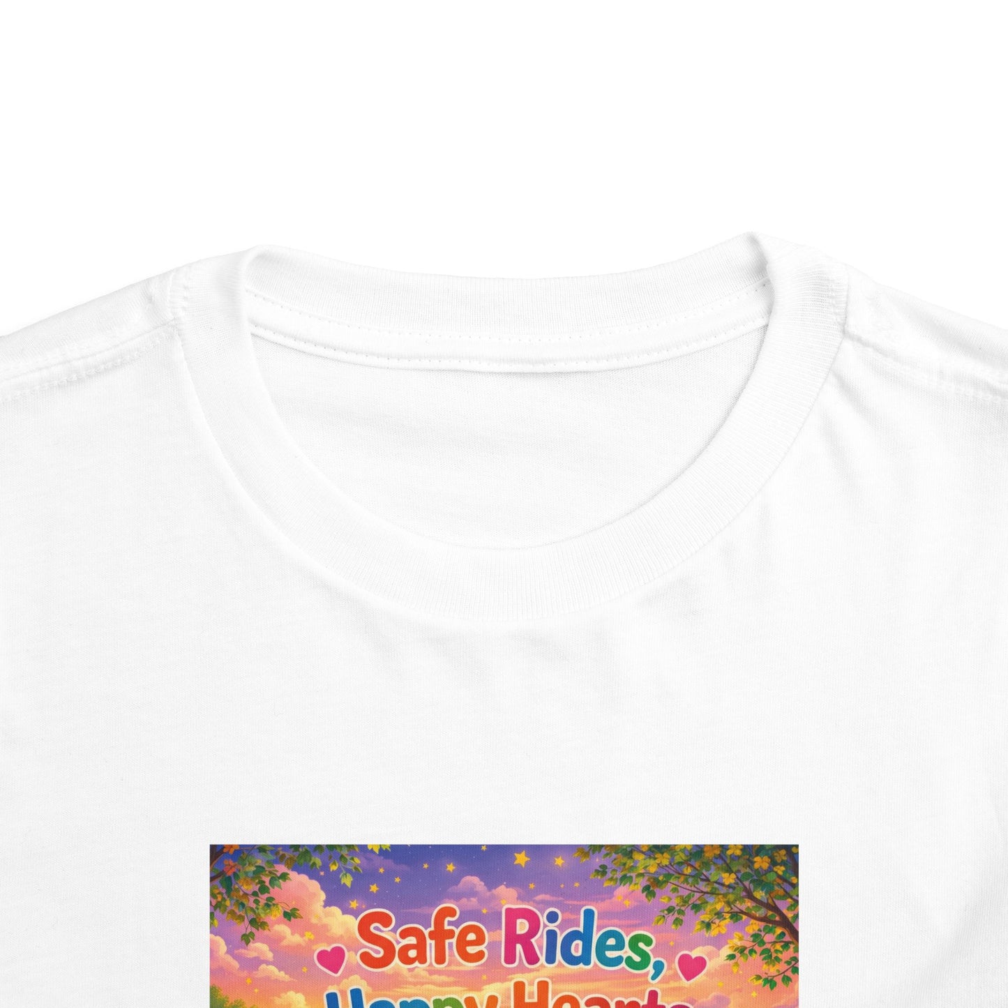 Lani™ Toddler Short Sleeve Tee – "Safe Rides, Happy Hearts" Graphic
