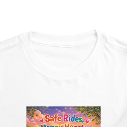 Lani™ Toddler Short Sleeve Tee – "Safe Rides, Happy Hearts" Graphic
