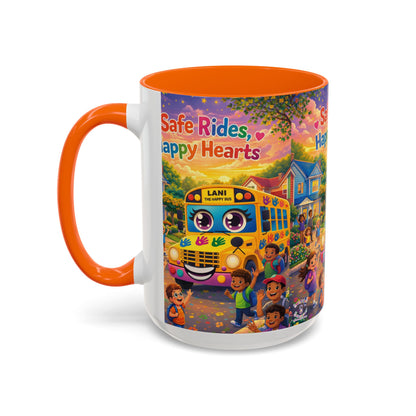 Lani™ Accent Coffee Mug (11oz & 15oz) – "Safe Rides, Happy Hearts" Graphic