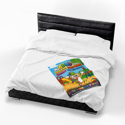 Potz™ Velveteen Plush Blanket – "My ADHD Means Always Dreaming, Highly Determined" Graphic Throw | Smile Universe Collection