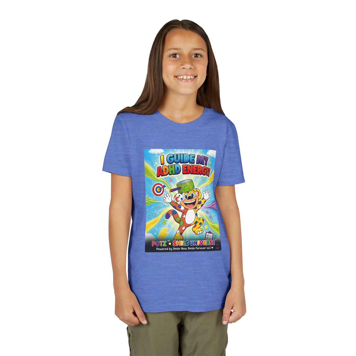Potz™ Youth Short Sleeve Tee – "I Guide My ADHD Energy!" Graphic Tee | Smile Universe Collection