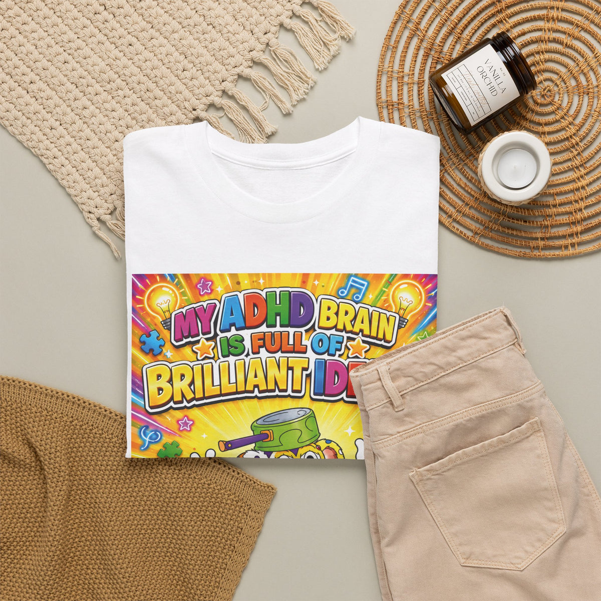 Potz™ Unisex Heavy Cotton™ Tee – "My ADHD Brain is Full of Brilliant Ideas!" Graphic Tee | Smile Universe Collection