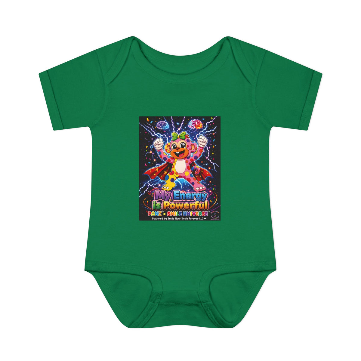 Panz™ Infant Baby Rib Bodysuit – "My Energy is Powerful" Graphic Onesie | Smile Universe Collection