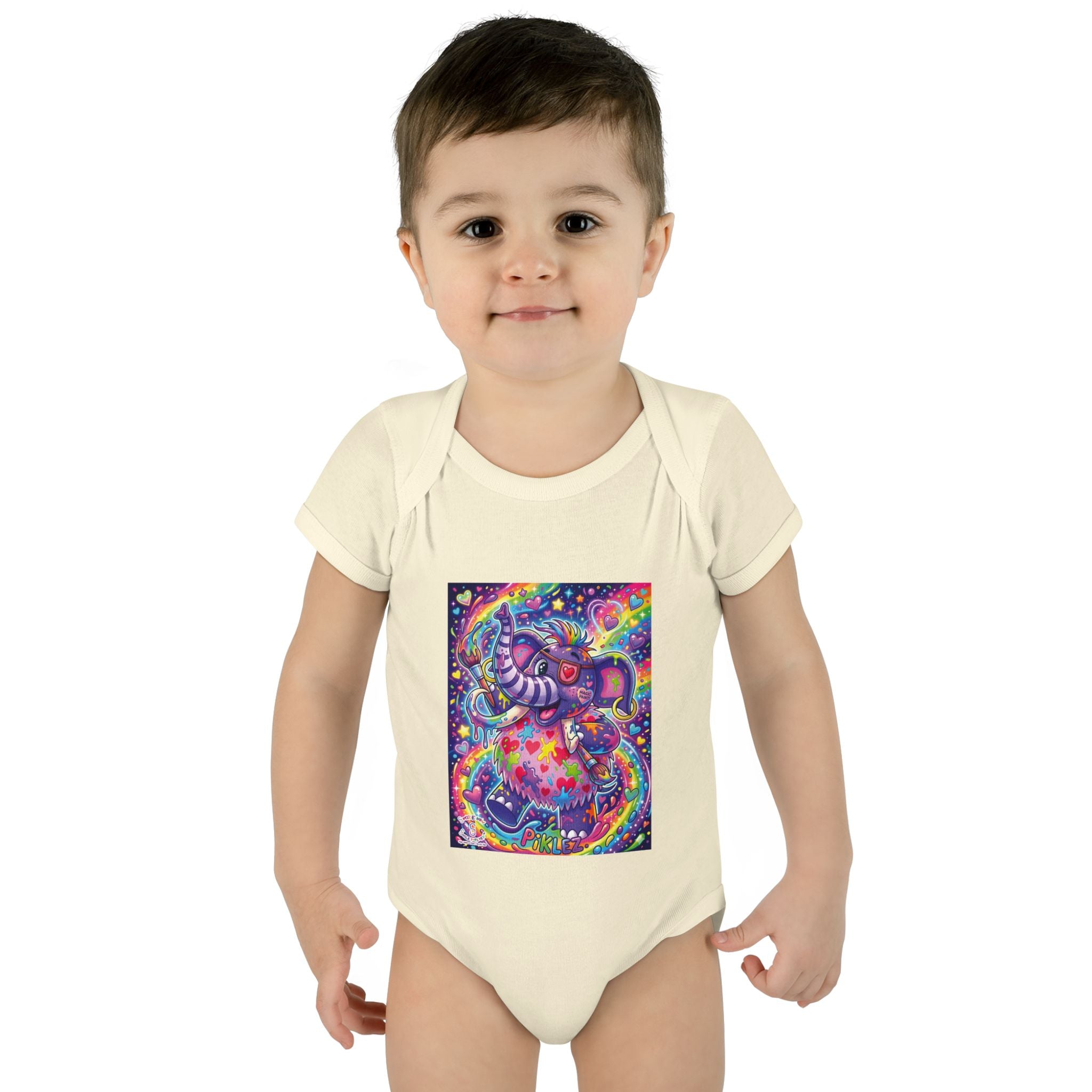 Piklez™ Infant Baby Rib Bodysuit – "Magic Paint!" Graphic | Smile Universe Collection