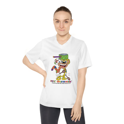Potz™ Women's Performance V-Neck T-Shirt – Playful Graphic Tee | Smile Universe Collection