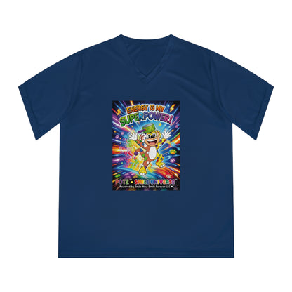 Potz™ Women's Performance V-Neck T-Shirt – "Energy is My Superpower!" Graphic Tee | Smile Universe Collection
