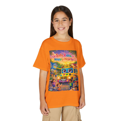 Lani™ Youth DryBlend® T-Shirt – "Safe Rides, Happy Hearts" Graphic