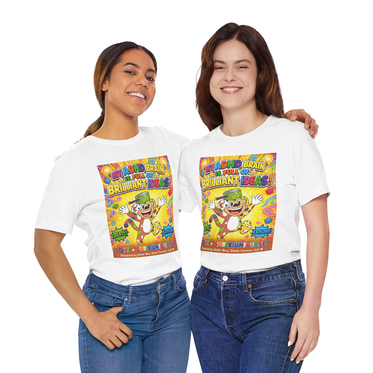 Potz™ Unisex Jersey Short Sleeve Tee – "My ADHD Brain is Full of Brilliant Ideas!" Graphic Tee | Smile Universe Collection