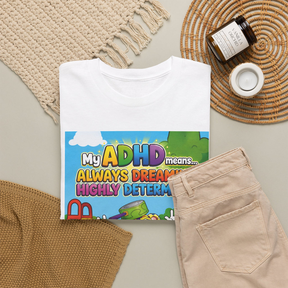Potz™ Unisex Heavy Cotton™ Tee – "My ADHD Means Always Dreaming, Highly Determined" Graphic Tee | Smile Universe Collection