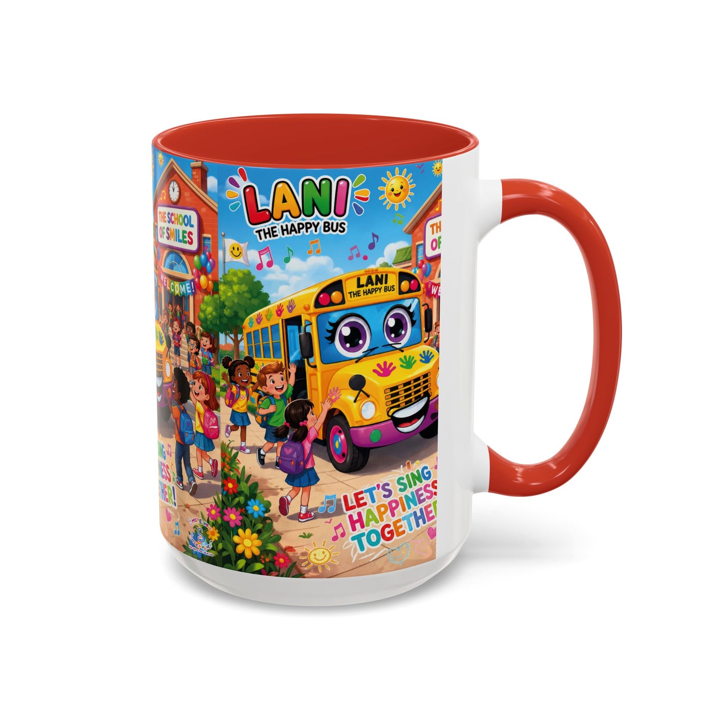 Lani™ Accent Coffee Mug (11oz & 15oz) – "Let's Sing Happiness Together!" Graphic