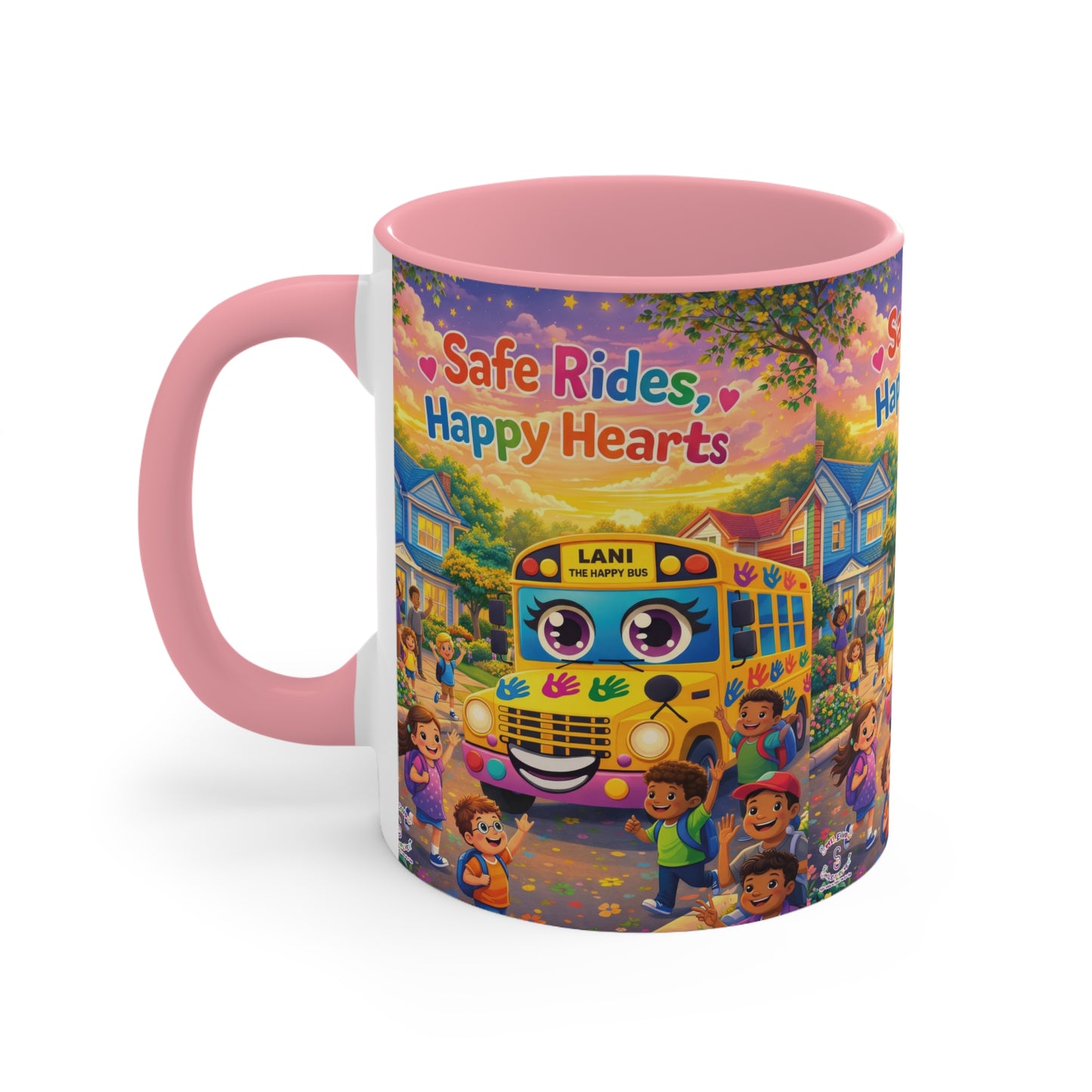 Lani™ Accent Mug – "Safe Rides, Happy Hearts" Graphic